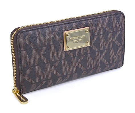 michael kors jet set zip around wallet brown|michael kors wallet double zip.